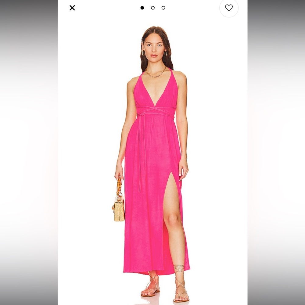 Revolve Sybille Dress in Cotton Gauze Fuchsia - Size M